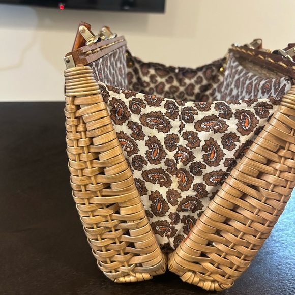 Woven Straw Tote with Tortoiseshell-Effect Handles - Beige/tan 50’s - Picture 6 of 9